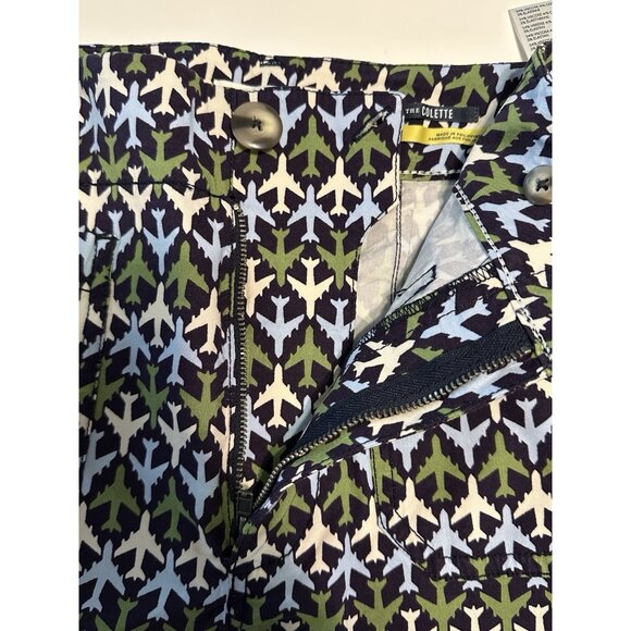 Maeve Anthropologie The Colette Wide Cropped Pants Airplane Print EUC Size 29 - Picture 7 of 12